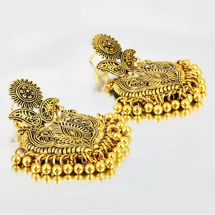 Earrings Yellow Chimes Yellow Chimes Artistic Crafted Stylish Oxidised Chandbali Earrings For Women Girls