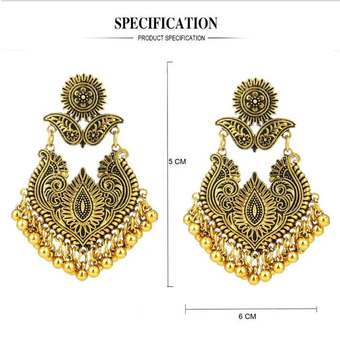 Earrings Yellow Chimes Yellow Chimes Artistic Crafted Stylish Oxidised Chandbali Earrings For Women Girls