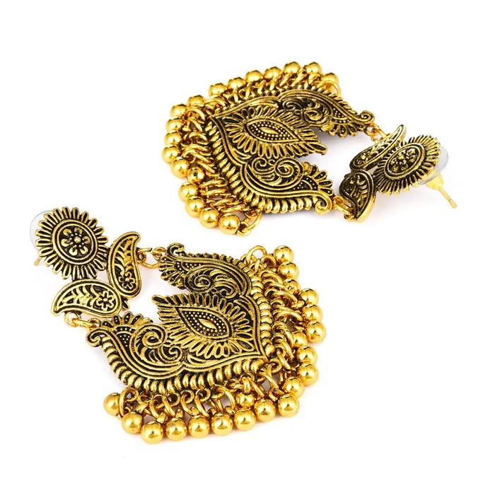 Earrings Yellow Chimes Yellow Chimes Artistic Crafted Stylish Oxidised Chandbali Earrings For Women Girls