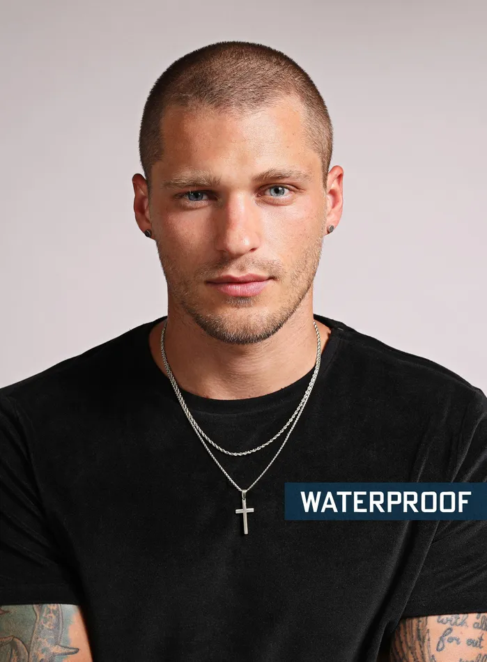 Necklaces WE ARE ALL SMITH Mens Jewelry Clothing Waterproof Necklace set for men with Large Cross and rope chain