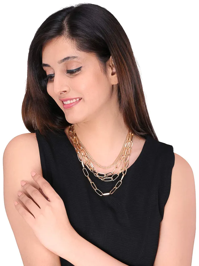 Necklaces Yellow Chimes Yellow Chimes Choker Necklace for Women Multilayer Chain Choker Necklace Western Gold Plated Multi layered Choker Necklace for Women and Girls