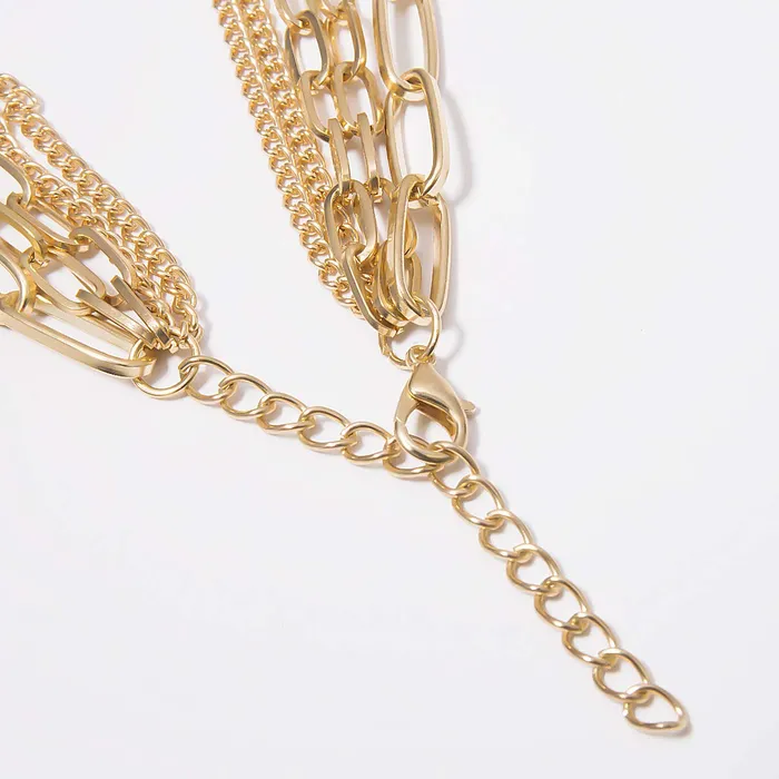 Necklaces Yellow Chimes Yellow Chimes Choker Necklace for Women Multilayer Chain Choker Necklace Western Gold Plated Multi layered Choker Necklace for Women and Girls