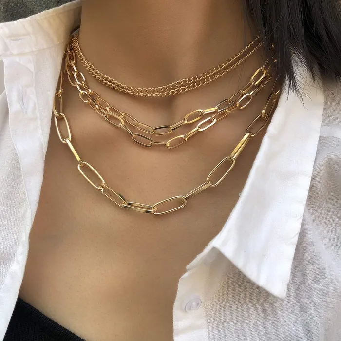 Necklaces Yellow Chimes Yellow Chimes Choker Necklace for Women Multilayer Chain Choker Necklace Western Gold Plated Multi layered Choker Necklace for Women and Girls