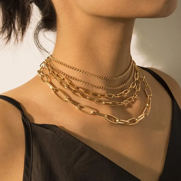 Necklaces Yellow Chimes Yellow Chimes Choker Necklace for Women Multilayer Chain Choker Necklace Western Gold Plated Multi layered Choker Necklace for Women and Girls
