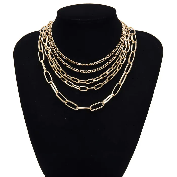 Necklaces Yellow Chimes Yellow Chimes Choker Necklace for Women Multilayer Chain Choker Necklace Western Gold Plated Multi layered Choker Necklace for Women and Girls