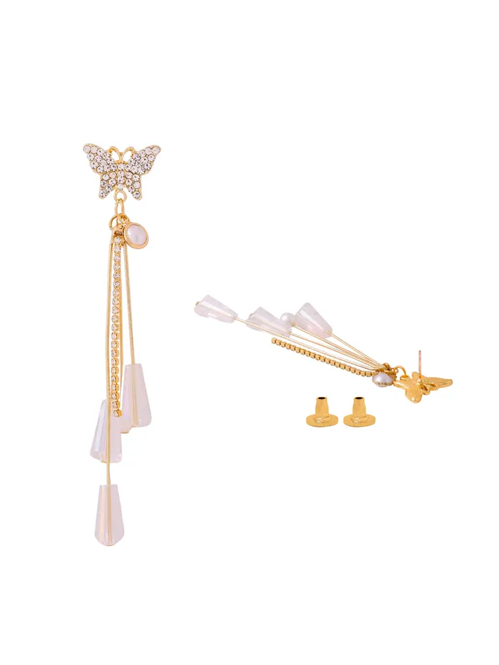 Necklaces Yellow Chimes Yellow Chimes Crystal Danglers Earrings for Women Gold Earrings for Girls Fashion Women Earrings Butterfly Long Chain Dangler Earrings Birthday Gift For Girls Anniversary Gift for Wife