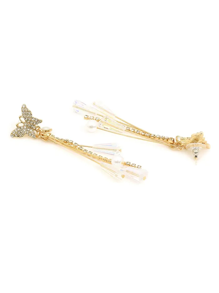 Necklaces Yellow Chimes Yellow Chimes Crystal Danglers Earrings for Women Gold Earrings for Girls Fashion Women Earrings Butterfly Long Chain Dangler Earrings Birthday Gift For Girls Anniversary Gift for Wife