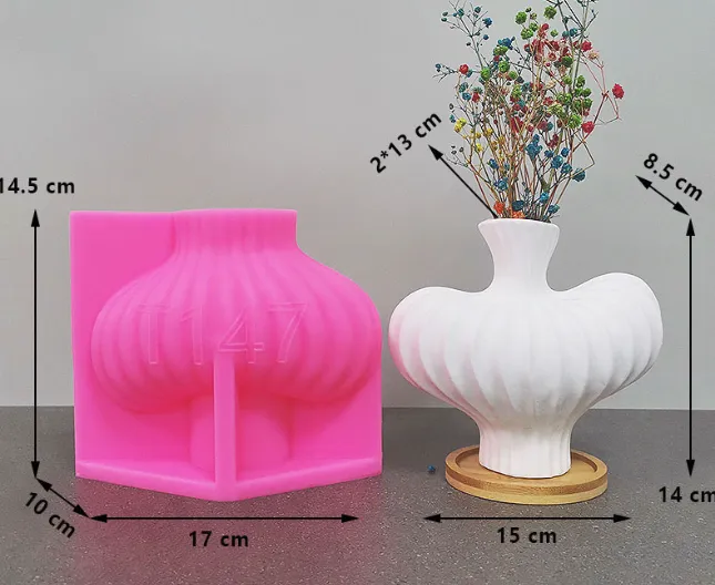 RESIN ART HUB Earrings Striped Flower Pot Shaped Silicone Mold for Jesmonite Art