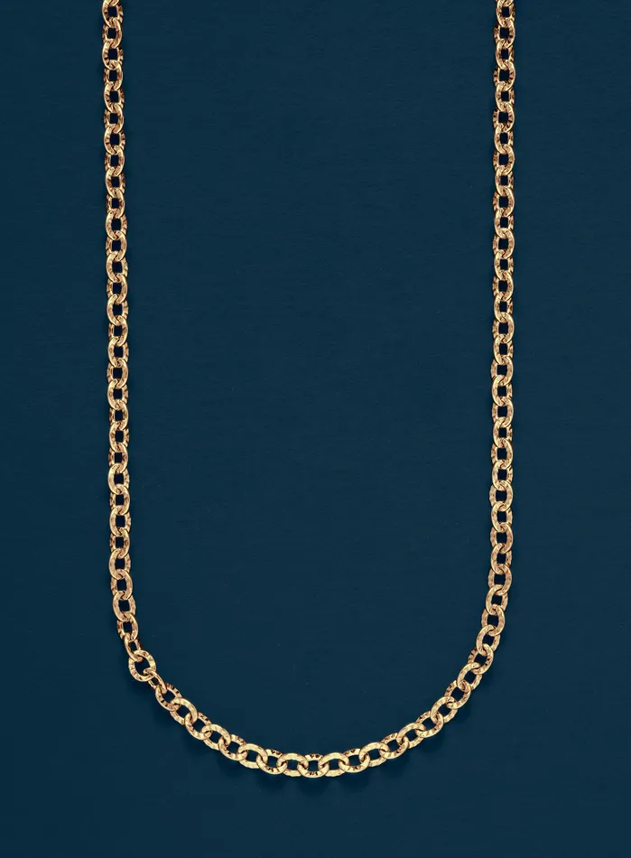 WE ARE ALL SMITH 3mm 14k Gold Plated Classic Cable Chain Necklace for Men Necklaces
