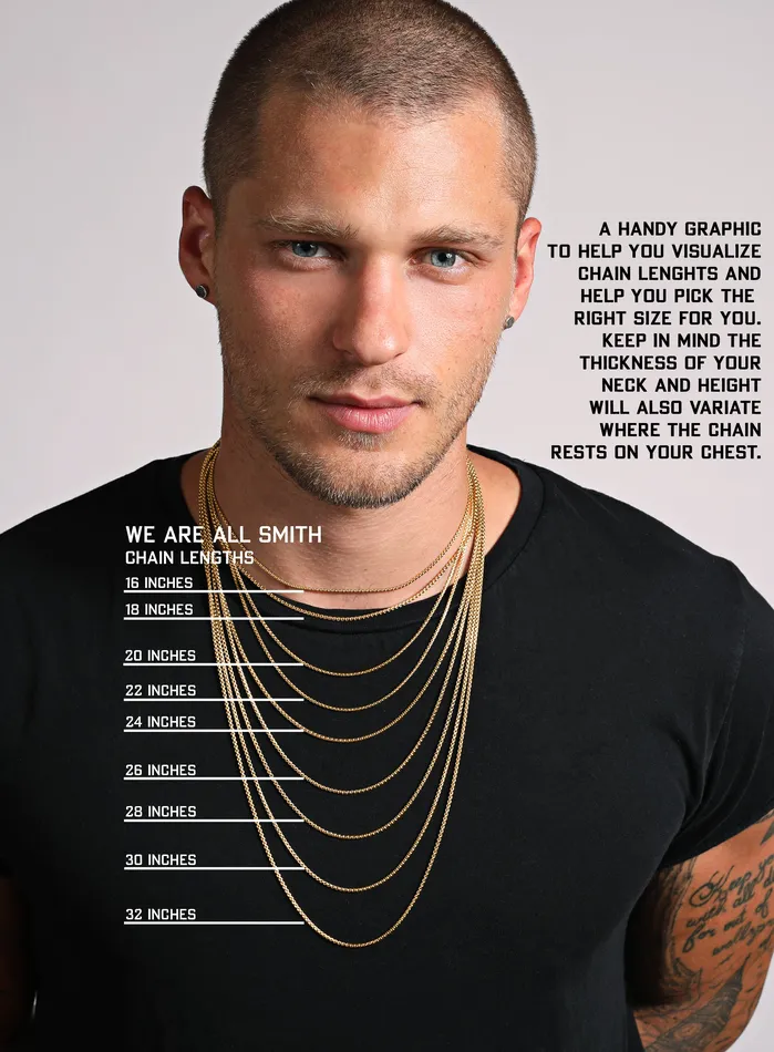WE ARE ALL SMITH 3mm 14k Gold Plated Classic Cable Chain Necklace for Men Necklaces