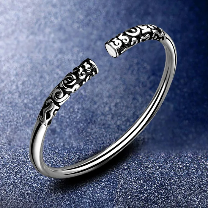 Yellow Chimes Bracelets Yellow Chimes Vintage Style Tibetan Jewelry Antique Silver Bohemian Bangle Koi Carving Cuff Bracelets Bangles for Men and Women
