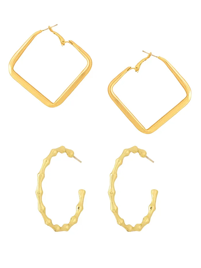Yellow Chimes Earrings for Women and Girls Fashion Golden Hoop Earrings Combo of 2 Pairs Geometric Hoops Earrings Birthday Gift for Girls Women Anniversary Gift for Wife Yellow Chimes Earrings Yellow Chimes Earrings for Women and Girls Fashion Golden Hoop Earrings Combo of 2 Pairs Geometric Hoops Earrings Birthday Gift for Girls Women Anniversary Gift for Wife Yellow Chimes Earrings