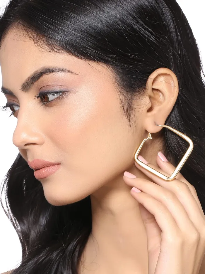 Yellow Chimes Earrings for Women and Girls Fashion Golden Hoop Earrings Combo of 2 Pairs Geometric Hoops Earrings Birthday Gift for Girls Women Anniversary Gift for Wife Yellow Chimes Earrings