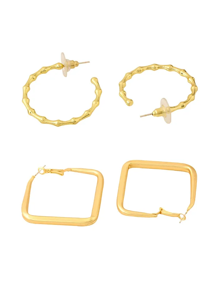 Yellow Chimes Earrings for Women and Girls Fashion Golden Hoop Earrings Combo of 2 Pairs Geometric Hoops Earrings Birthday Gift for Girls Women Anniversary Gift for Wife Yellow Chimes Earrings