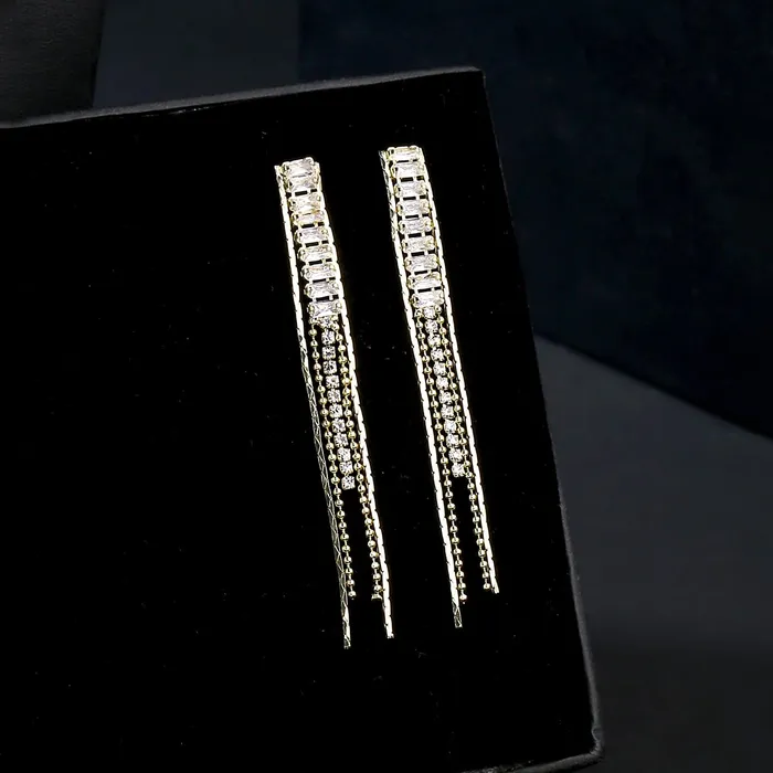 Yellow Chimes Earrings For Women Gold Tone Crystal Studded Elegant Long Chain Drop Danglers Earrings For Women and Girls Yellow Chimes Rings
