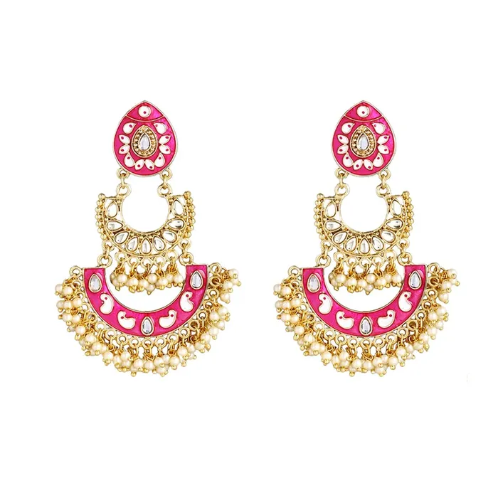 Yellow Chimes Necklaces Yellow Chimes Meenakari Chandbali Earrings for Women Ethnic Gold Plated Handpainted Traditional Pink Chandbali Earrings for Women and Girls Yellow Chimes Necklaces Yellow Chimes Meenakari Chandbali Earrings for Women Ethnic Gold Plated Handpainted Traditional Pink Chandbali Earrings for Women and Girls