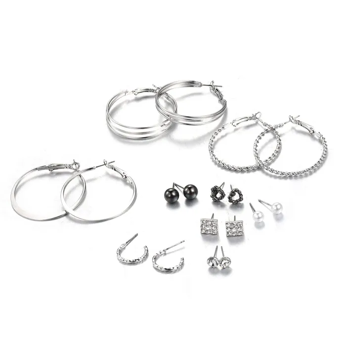 Yellow Chimes Rings Yellow Chimes 9 Pair Assorted Combo Crystal Stud and Big Hoops Earrings for Women and Girls Hoops Studs Yellow Chimes Rings Yellow Chimes 9 Pair Assorted Combo Crystal Stud and Big Hoops Earrings for Women and Girls Hoops Studs