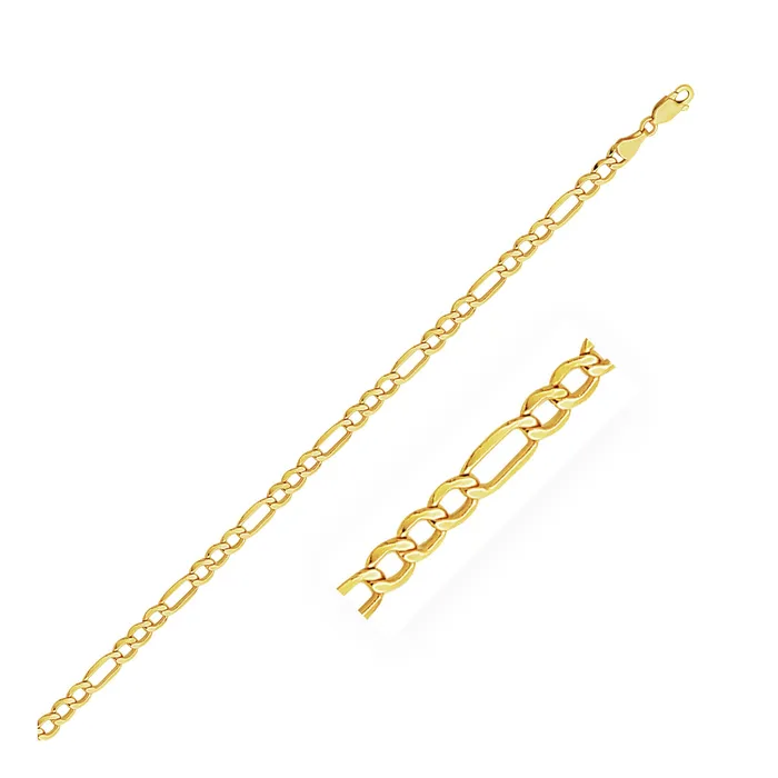 46mm 14k Yellow Gold Lite Figaro Chain MayaMila Necklaces