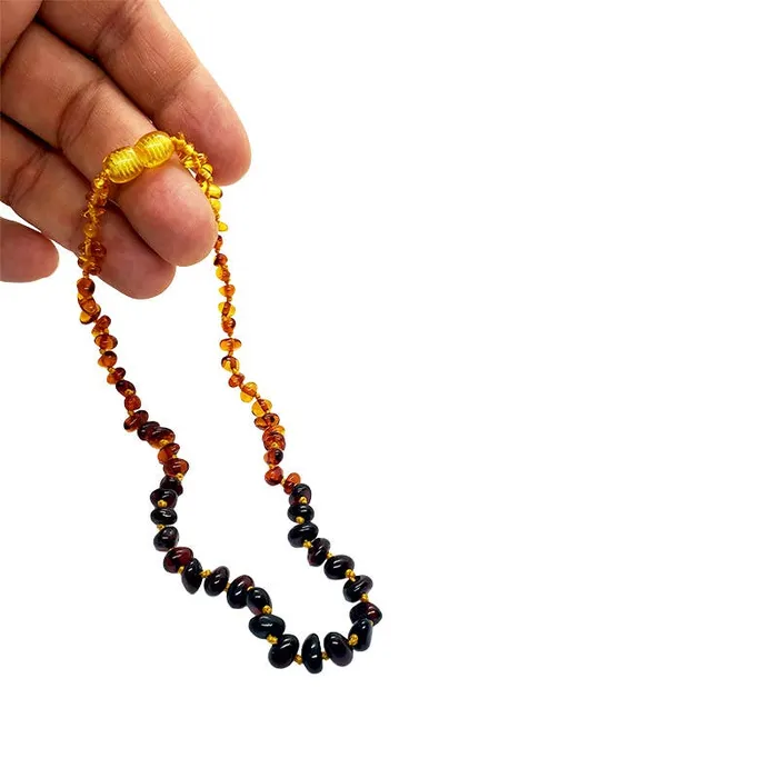 Amberman Necklaces Genuine MultiColor Amber Necklace for Kids Pop Up Clasp