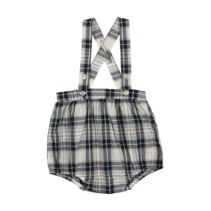 Analogie Suspender Bubble Bloomers Navy Plaid Analogie Necklaces