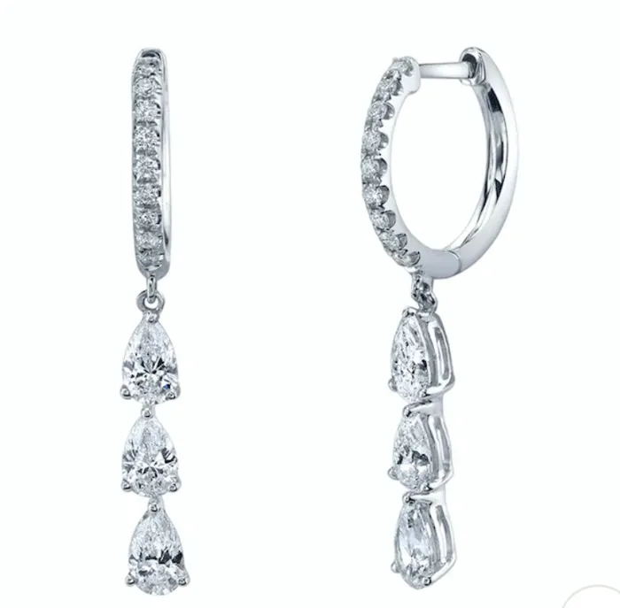 Anita Ko Necklaces Huggies with 3 Pear Diamond Drops