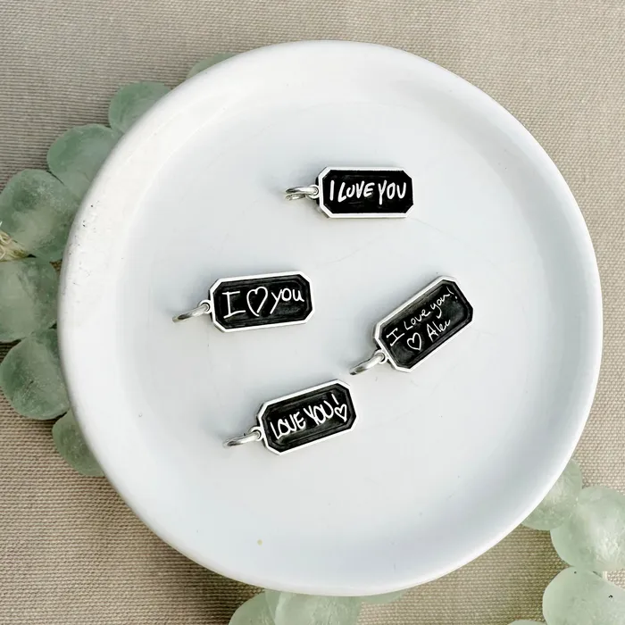 Charm Necklaces HeidiJHale Designs Sterling Silver Framed Handwritten Charm 34x38