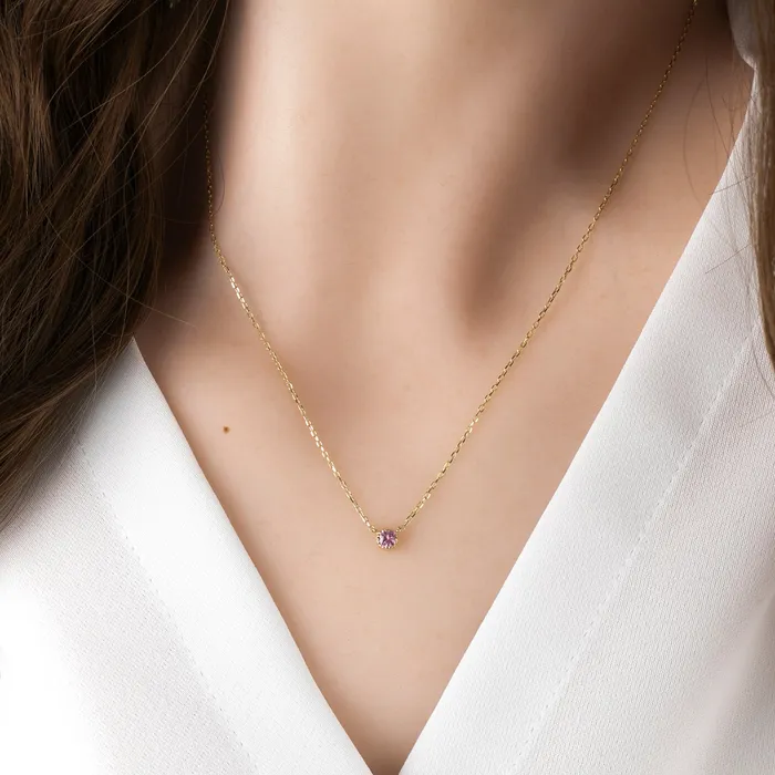 Dahlia Birthstone Solitaire Necklace Envero Jewelry Necklaces