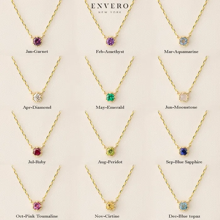 Dahlia Birthstone Solitaire Necklace Envero Jewelry Necklaces