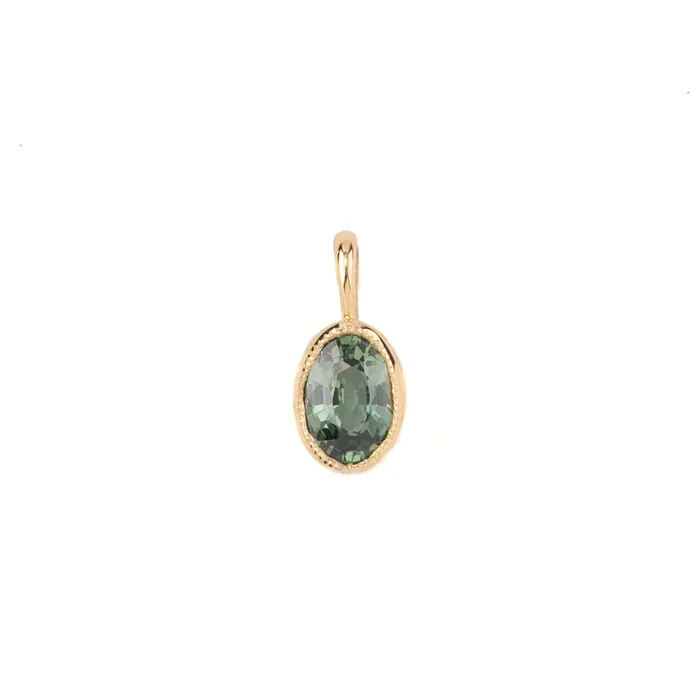 Envero Jewelry Charm Necklaces Green Madagascar Sapphire Bezel Set Charm
