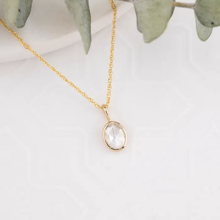 Envero Jewelry Necklaces Rose Cut Diamond Bezel Necklace