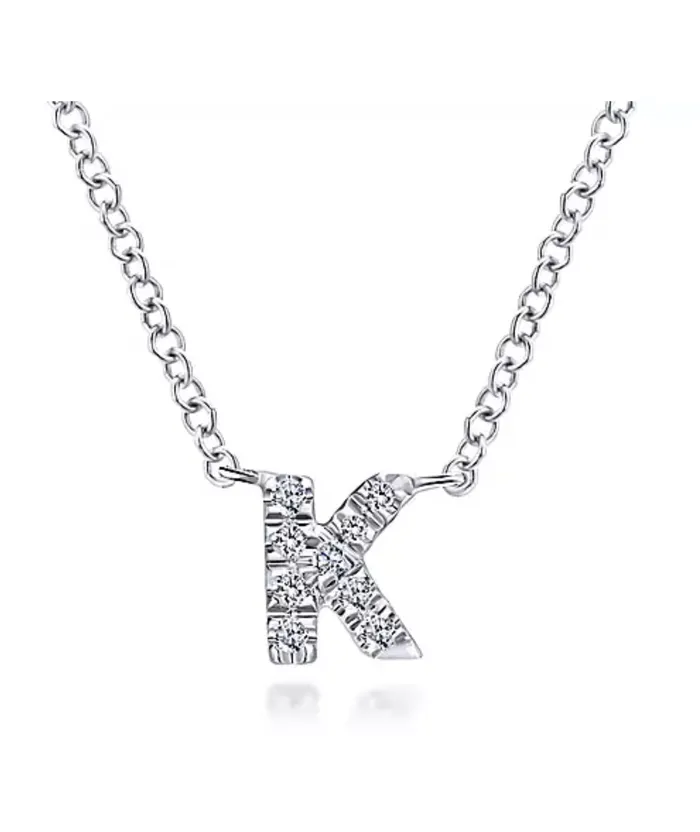 GABRIEL CO Necklaces GABRIELCo 14k WG Diamond K Initial Pendant Necklace NK4577KW45JJ GABRIEL CO Necklaces GABRIELCo 14k WG Diamond K Initial Pendant Necklace NK4577KW45JJ