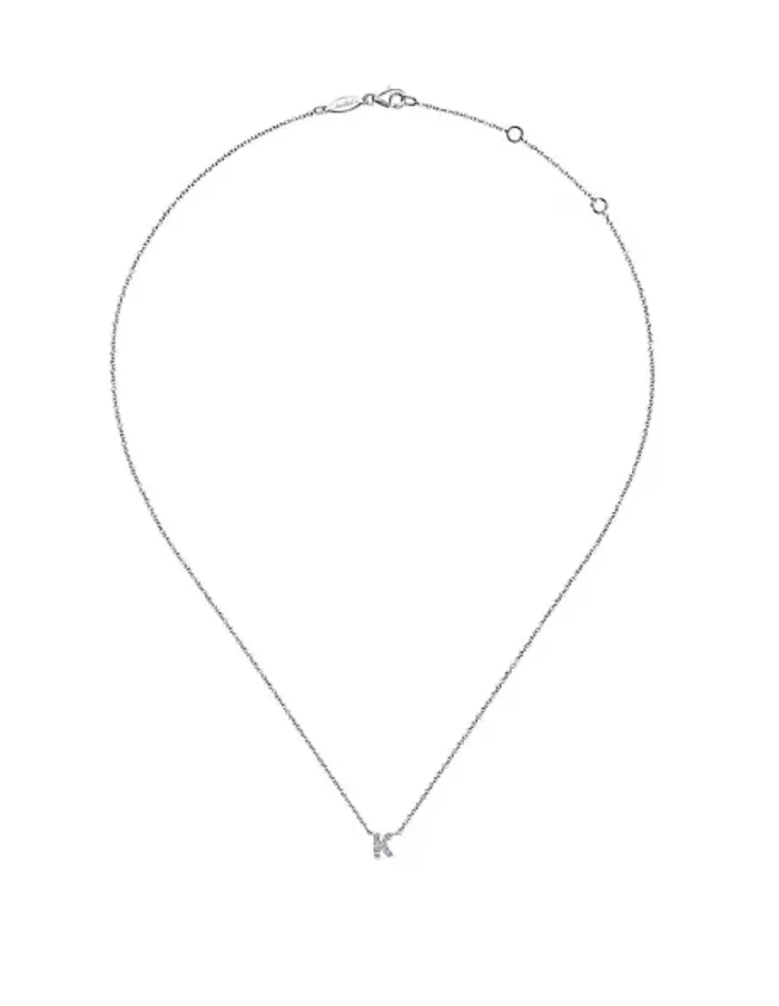 GABRIEL CO Necklaces GABRIELCo 14k WG Diamond K Initial Pendant Necklace NK4577KW45JJ GABRIEL CO Necklaces GABRIELCo 14k WG Diamond K Initial Pendant Necklace NK4577KW45JJ