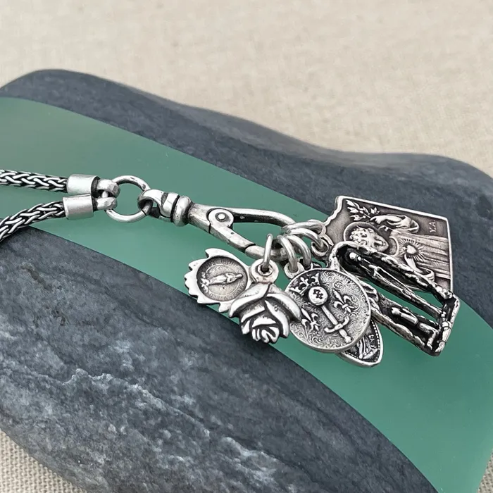 HeidiJHale Designs Charm Necklaces Holy Mother Mary with St Bernadette Charm