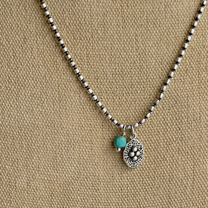 HeidiJHale Designs Necklaces Sterling Silver Faceted Turquoise Cube Necklace HeidiJHale Designs Necklaces Sterling Silver Faceted Turquoise Cube Necklace