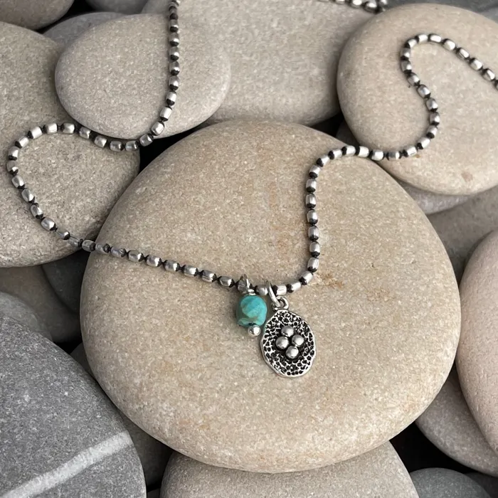 HeidiJHale Designs Necklaces Sterling Silver Faceted Turquoise Cube Necklace HeidiJHale Designs Necklaces Sterling Silver Faceted Turquoise Cube Necklace