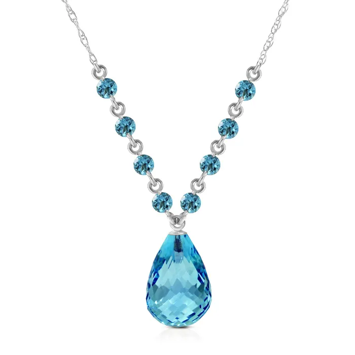 MayaMila 115 Carat 14K Solid White Gold Midstream Blue Topaz Necklace Necklaces MayaMila 115 Carat 14K Solid White Gold Midstream Blue Topaz Necklace Necklaces