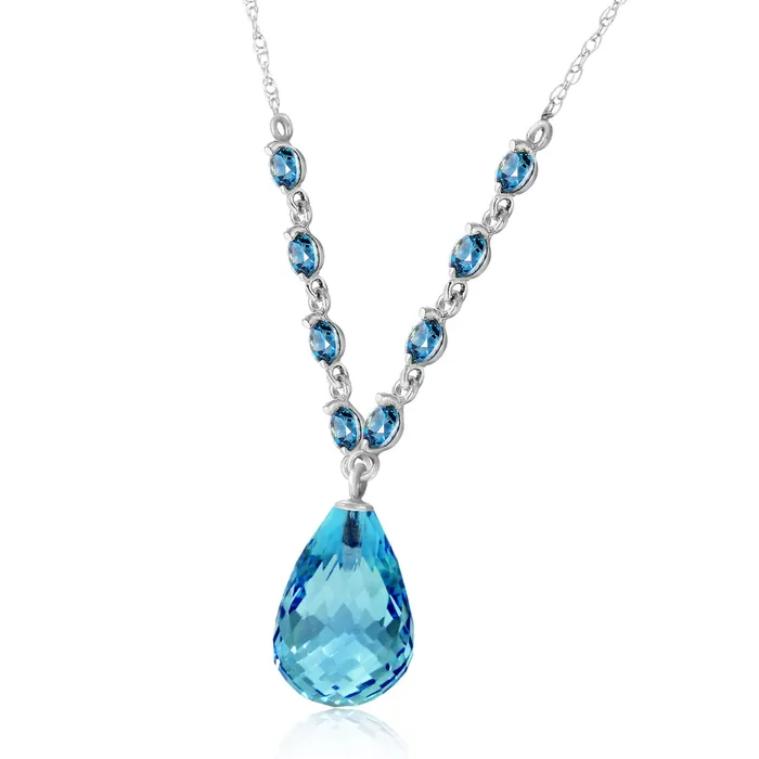 MayaMila 115 Carat 14K Solid White Gold Midstream Blue Topaz Necklace Necklaces MayaMila 115 Carat 14K Solid White Gold Midstream Blue Topaz Necklace Necklaces