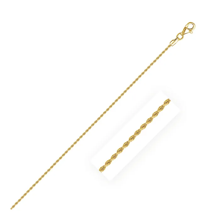 MayaMila Necklaces 10k Yellow Gold Solid Diamond Cut Rope Chain 15mm