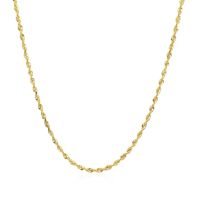 MayaMila Necklaces 10k Yellow Gold Solid Diamond Cut Rope Chain 15mm