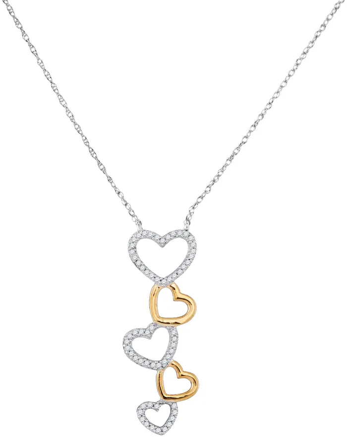 mayamila Necklaces 10kt Twotone White Gold Womens Round Diamond Cascading Heart Pendant Necklace 16 Cttw mayamila Necklaces 10kt Twotone White Gold Womens Round Diamond Cascading Heart Pendant Necklace 16 Cttw