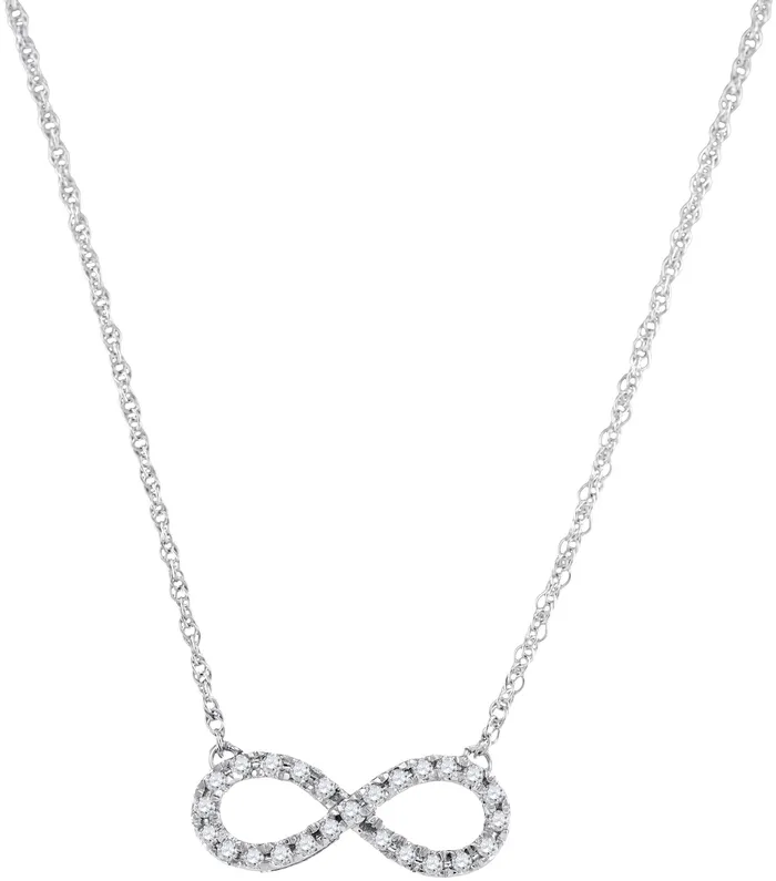 mayamila Necklaces 10kt White Gold Womens Round Diamond Infinity Pendant Necklace 15 Cttw mayamila Necklaces 10kt White Gold Womens Round Diamond Infinity Pendant Necklace 15 Cttw