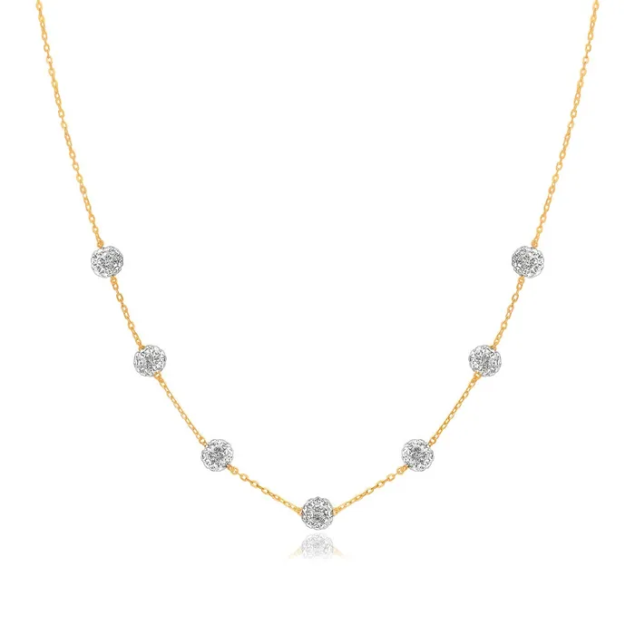 MayaMila Necklaces 14k Yellow Gold Necklace with Crystal Embellished Sphere Stations MayaMila Necklaces 14k Yellow Gold Necklace with Crystal Embellished Sphere Stations