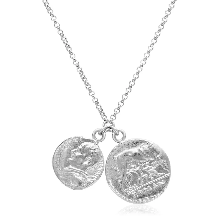 MayaMila Necklaces Sterling Silver 20 inch Necklace with Two Roman Coins