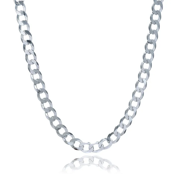 MayaMila Rhodium Plated 79mm Sterling Silver Curb Style Chain Necklaces