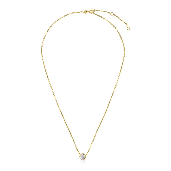 Necklaces 14k Yellow Gold 17 inch Necklace with Round White Topaz MayaMila Necklaces 14k Yellow Gold 17 inch Necklace with Round White Topaz MayaMila
