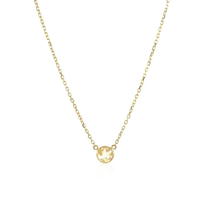 Necklaces 14k Yellow Gold 17 inch Necklace with Round White Topaz MayaMila