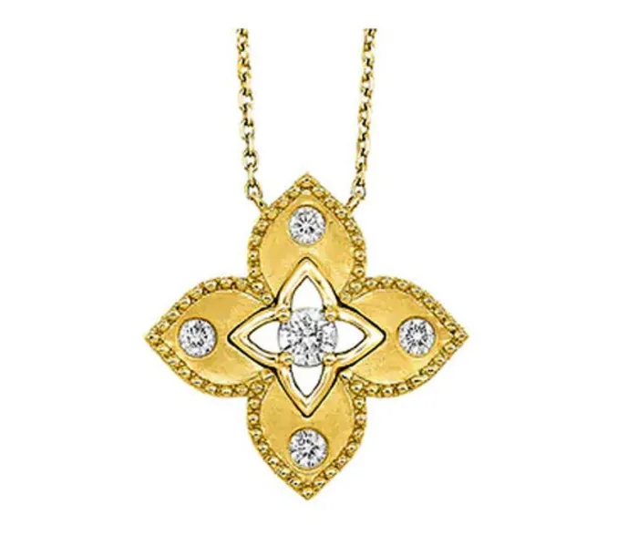 Necklaces GemsOne 14K Yellow Gold 020ct Satin Finished Diamond Accented Clover Pendant Chain NK102434YC Necklaces GemsOne 14K Yellow Gold 020ct Satin Finished Diamond Accented Clover Pendant Chain NK102434YC