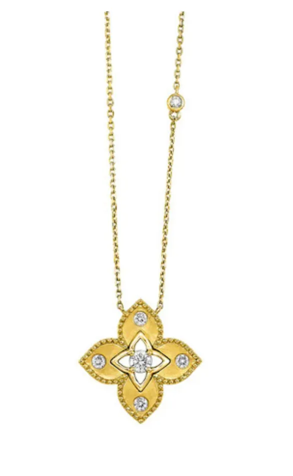 Necklaces GemsOne 14K Yellow Gold 020ct Satin Finished Diamond Accented Clover Pendant Chain NK102434YC