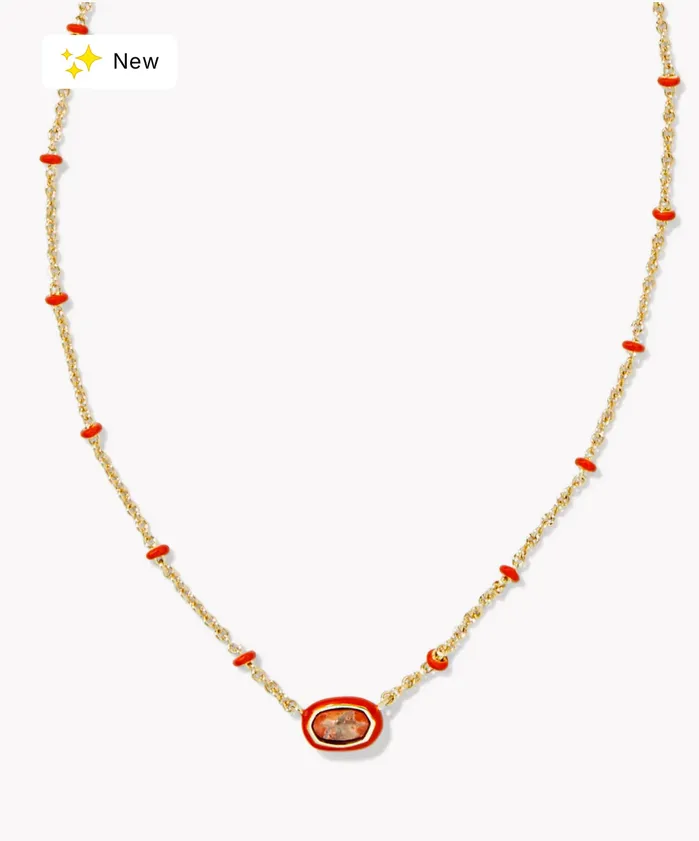 Necklaces KENDRA SCOTT KENDRA SCOTT Mini Elisa Gold Enamel Frame Short Pendant Necklace in Orange Magnesite 9608866428 Necklaces KENDRA SCOTT KENDRA SCOTT Mini Elisa Gold Enamel Frame Short Pendant Necklace in Orange Magnesite 9608866428