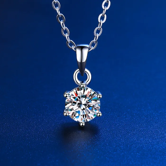 Necklaces Shineofidamond D Color Moissanite Classic 6 Prong Sterling Silver Pendant Necklace Necklaces Shineofidamond D Color Moissanite Classic 6 Prong Sterling Silver Pendant Necklace